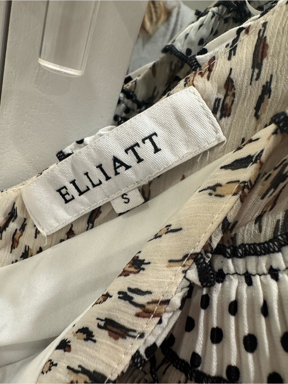 ELLIATT Ruffle One Shoulder Mini Dress Black White Print Size Small - Picture 2 of 2